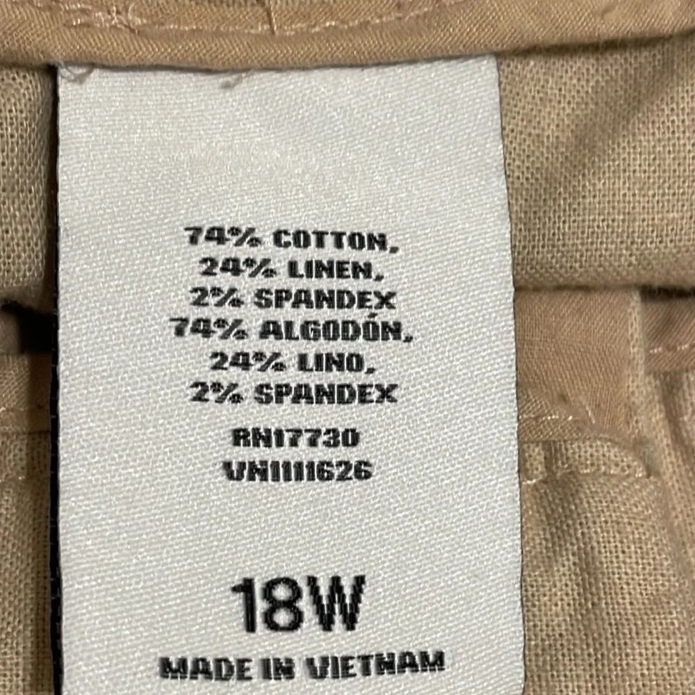 Ava + Viv Women Shorts Size 18 Khaki Cotton Linen Relax Fit High Waist Preppy